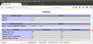 Come attivare XDebug - Finestra di output di phpinfo()