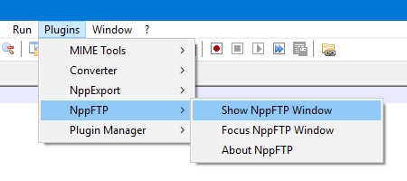 Notepad++: comando Show NppFTP Window